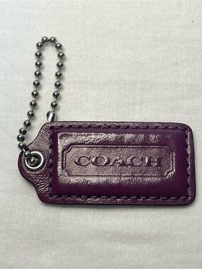 Coach Purple Leather Hang Tag  with Ball Chain